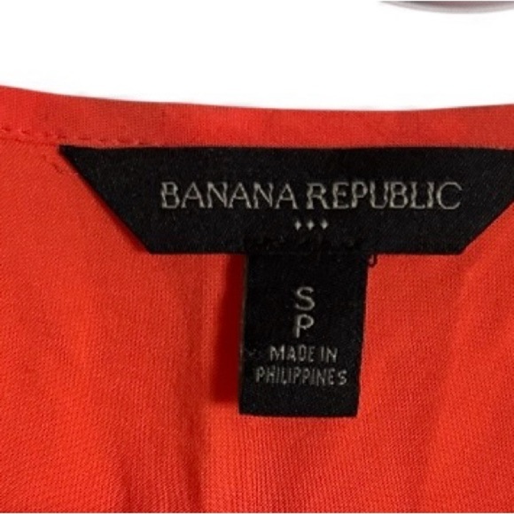 Banana Republic Coral Orange Split V-Neck Blouse Women's Small Petite - Picture 4 of 5